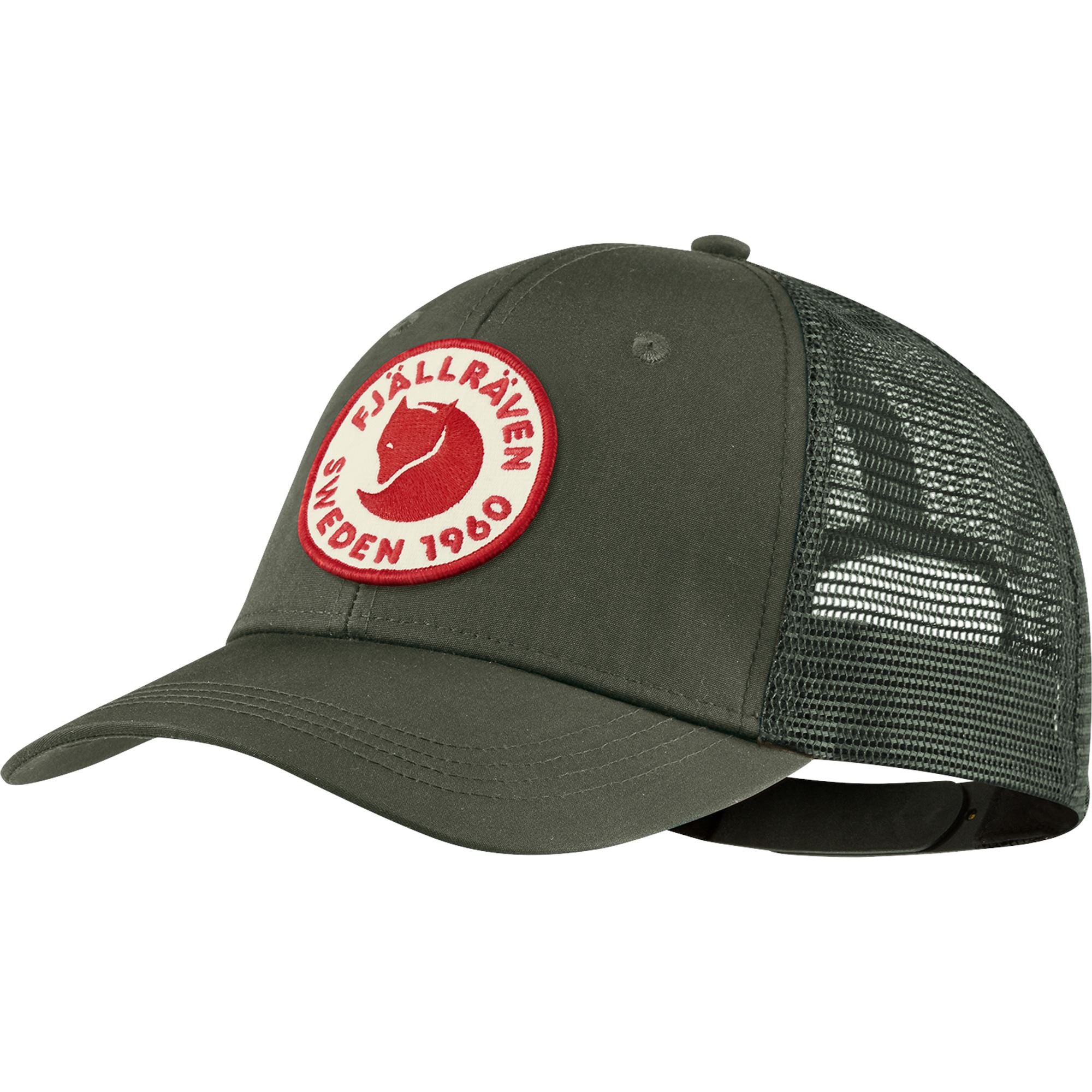 Front view of 1960 Logo Langtradarkeps cap for Men in Deep Forest