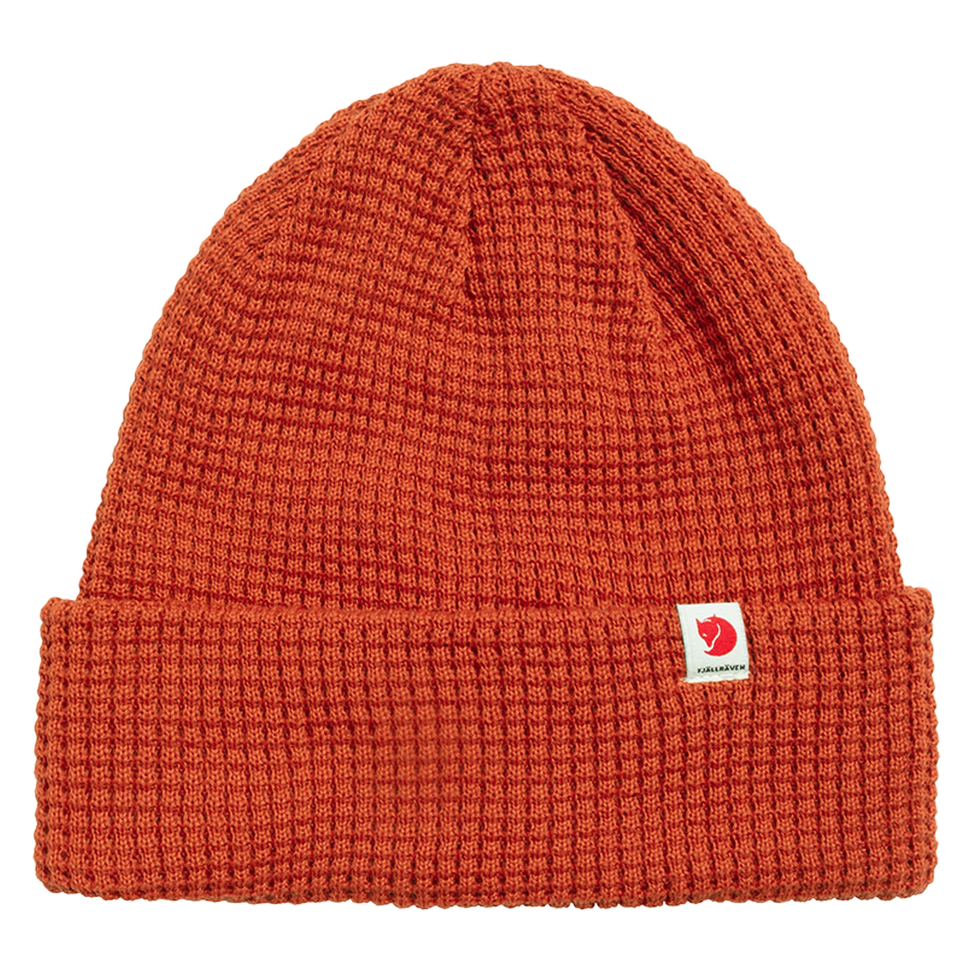 Front view of Fjallraven Tab Beanie for Men in Cabin Red