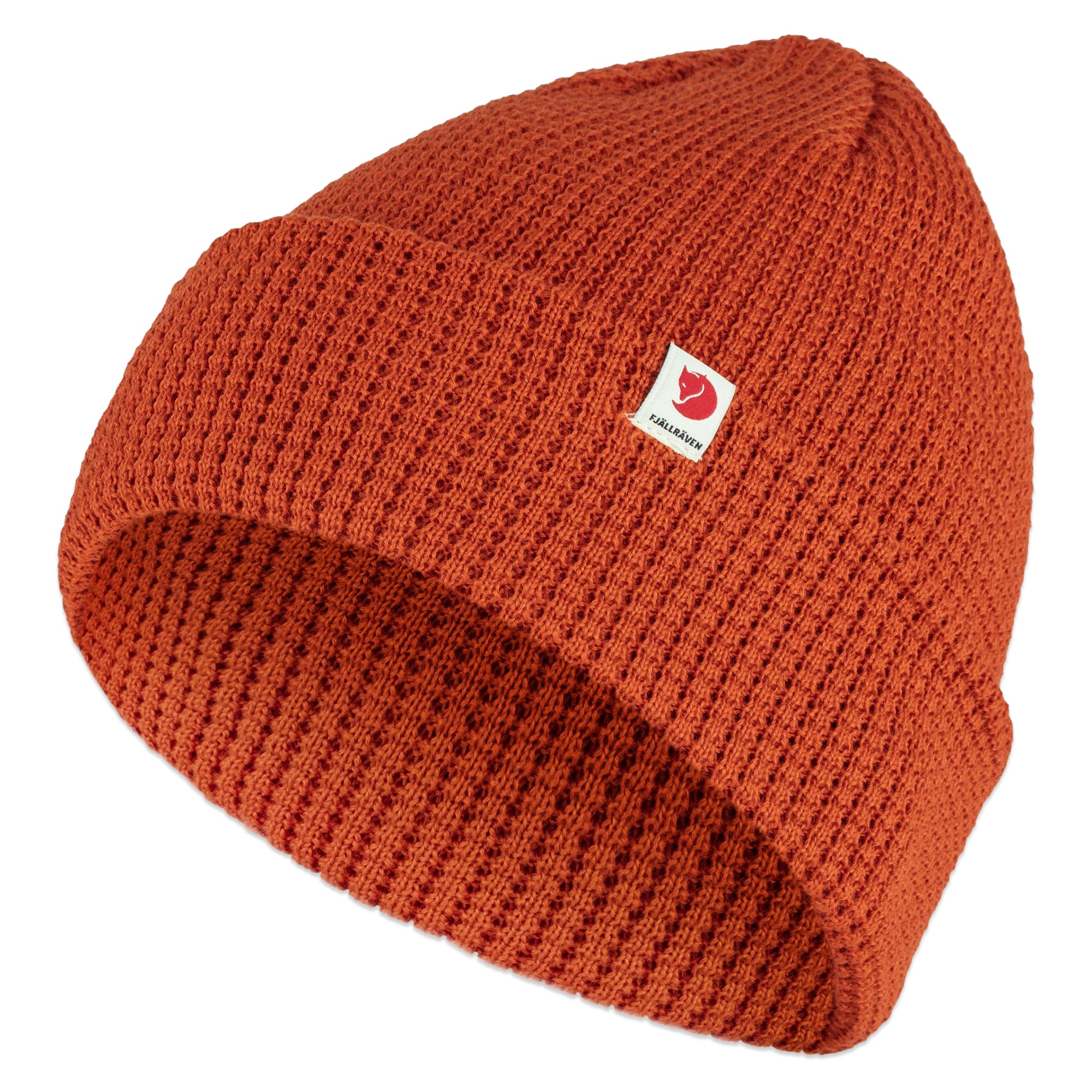 Side view of Fjallraven Tab Beanie for Men in Cabin Red