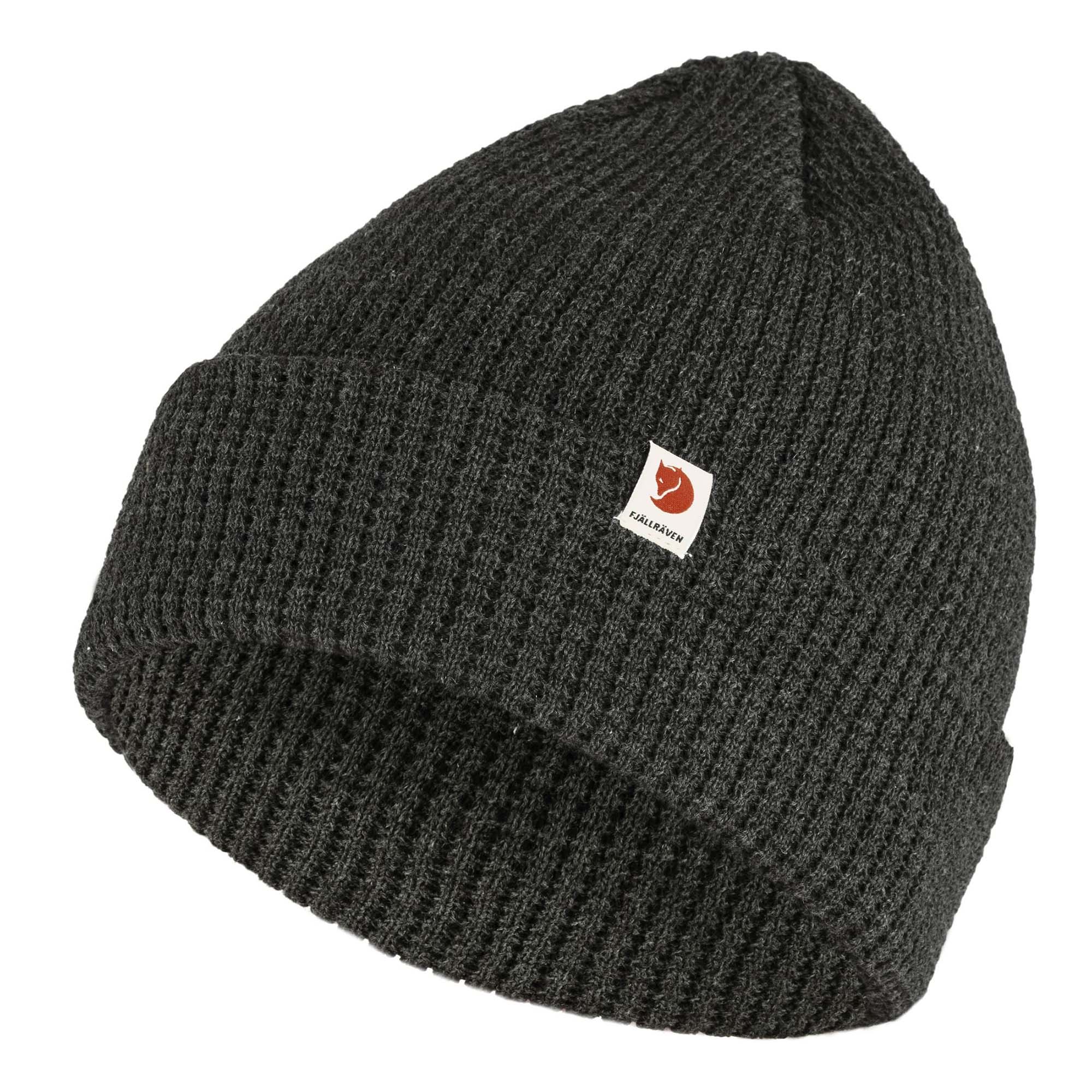 Side view of Fjallraven Tab Beanie for Men in Dark Grey